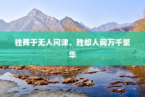 独舞于无人问津，胜却人间万千繁华