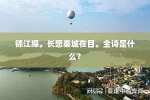 锦江绿。长想秦城在目。全诗是什么？