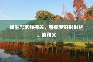 杨生思家静掩关，客帐梦好时时还。的释义