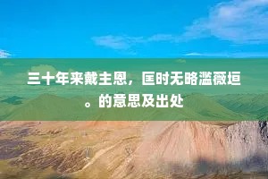 三十年来戴主恩，匡时无略滥薇垣。的意思及出处