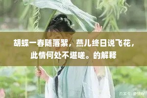 胡蝶一春随落絮，燕儿终日说飞花，此情何处不堪嗟。的解释