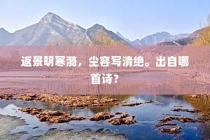 返景明寒漪,尘容写清绝。出自哪首诗? 返景明寒漪,尘容写清绝。出自哪首诗?