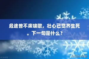 危途曾不废啸歌，壮心已觉齐生死。下一句是什么？