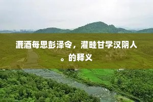 漉酒每思彭泽令，灌畦甘学汉阴人。的释义