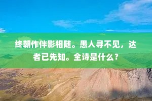 终朝作伴影相随。愚人寻不见，达者已先知。全诗是什么？