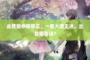 此理勤参搜获正，一条大路无迷。出自哪首诗？