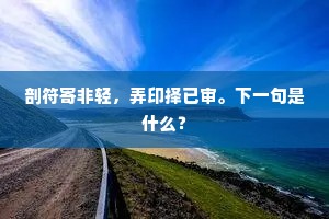 剖符寄非轻，弄印择已审。下一句是什么？