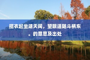 揽衣起坐湖天阔，望眼遥随斗柄东。的意思及出处