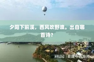 夕阳下前溪，西风吹野渡。出自哪首诗？