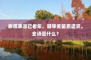 谢傅凄凉已老年，胡琴羌笛怨遗贤。全诗是什么？