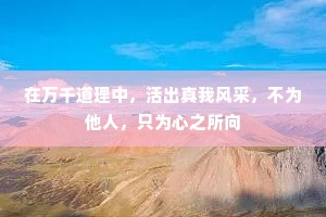 在万千道理中，活出真我风采，不为他人，只为心之所向