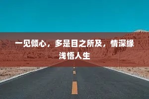 一见倾心，多是目之所及，情深缘浅悟人生