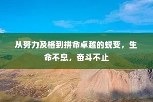 从努力及格到拼命卓越的蜕变，生命不息，奋斗不止