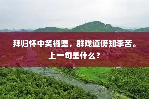 拜归怀中笑橘堕，群戏道傍知李苦。上一句是什么？