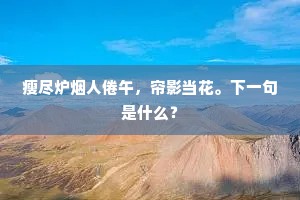 瘦尽炉烟人倦午，帘影当花。下一句是什么？