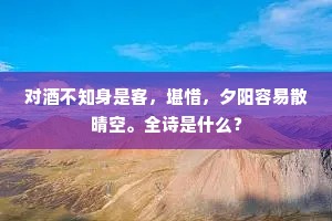 对酒不知身是客，堪惜，夕阳容易散晴空。全诗是什么？