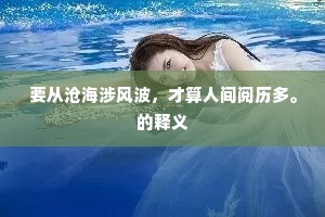 要从沧海涉风波，才算人间阅历多。的释义