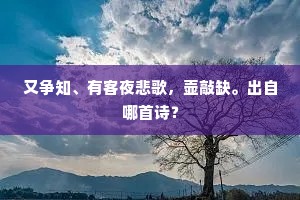 又争知、有客夜悲歌，壶敲缺。出自哪首诗？