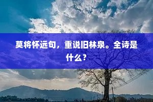 莫将怀远句，重说旧林泉。全诗是什么？