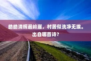 皓皓清辉遍岭崖，村居似洗净无埃。出自哪首诗？