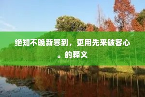 绝知不晚新寒到，更用先来破客心。的释义
