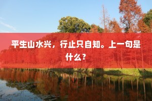 平生山水兴，行止只自知。上一句是什么？