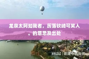龙泉太阿知我者，历落钦崎可笑人。的意思及出处