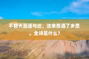 不管天涯遥与近，沽来苦酒了乡思。全诗是什么？
