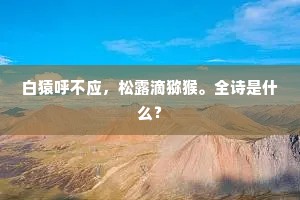 白猿呼不应，松露滴猕猴。全诗是什么？