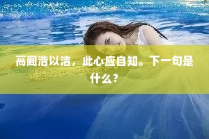 高阁浩以洁，此心应自知。下一句是什么？