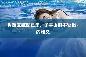 男婚女嫁既已毕，子平山游不复出。的释义