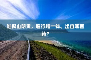 谁似山阴叟，临行赠一钱。出自哪首诗？