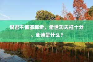 恨君不悔邯郸步，希世功夫枉十分。全诗是什么？