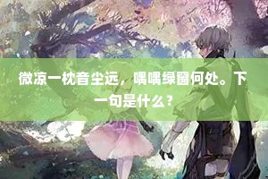 微凉一枕音尘远，喁喁绿窗何处。下一句是什么？