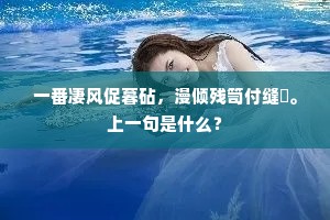 一番凄风促暮砧，漫倾残笥付缝纴。上一句是什么？