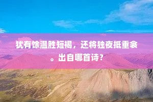 犹有馀温胜短褐，还将独夜抵重衾。出自哪首诗？