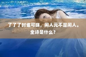 了了了时谁可晓，闲人元不是闲人。全诗是什么？