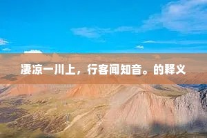 凄凉一川上，行客闻知音。的释义