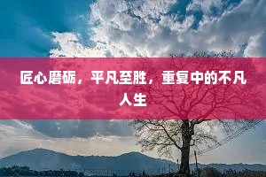 匠心磨砺，平凡至胜，重复中的不凡人生