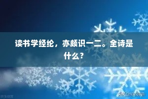 读书学经纶，亦颇识一二。全诗是什么？