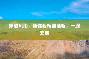 穿越风雨，愿你我桥坚隧明，一路无恙
