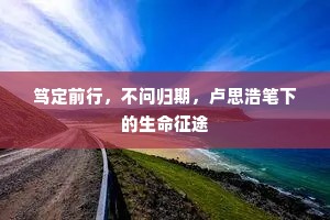 笃定前行，不问归期，卢思浩笔下的生命征途