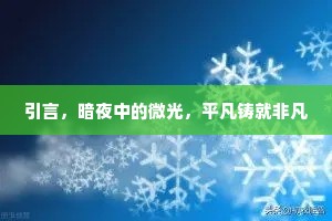 引言，暗夜中的微光，平凡铸就非凡