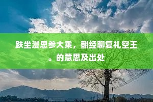 趺坐漫思参大乘，翻经聊复礼空王。的意思及出处