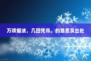 万顷烟波，几回凭吊。的意思及出处