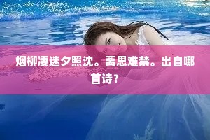 烟柳凄迷夕照沈。离思难禁。出自哪首诗？