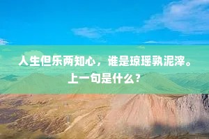 人生但乐两知心，谁是琼瑶孰泥滓。上一句是什么？