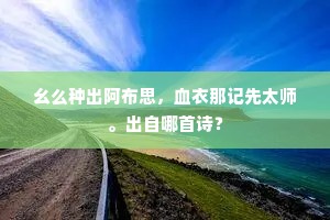 幺么种出阿布思，血衣那记先太师。出自哪首诗？