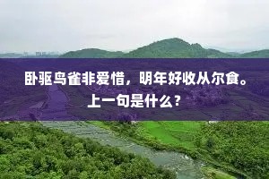 卧驱鸟雀非爱惜，明年好收从尔食。上一句是什么？