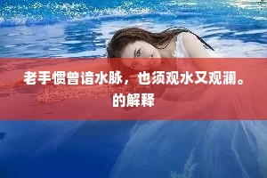 老手惯曾谙水脉，也须观水又观澜。的解释